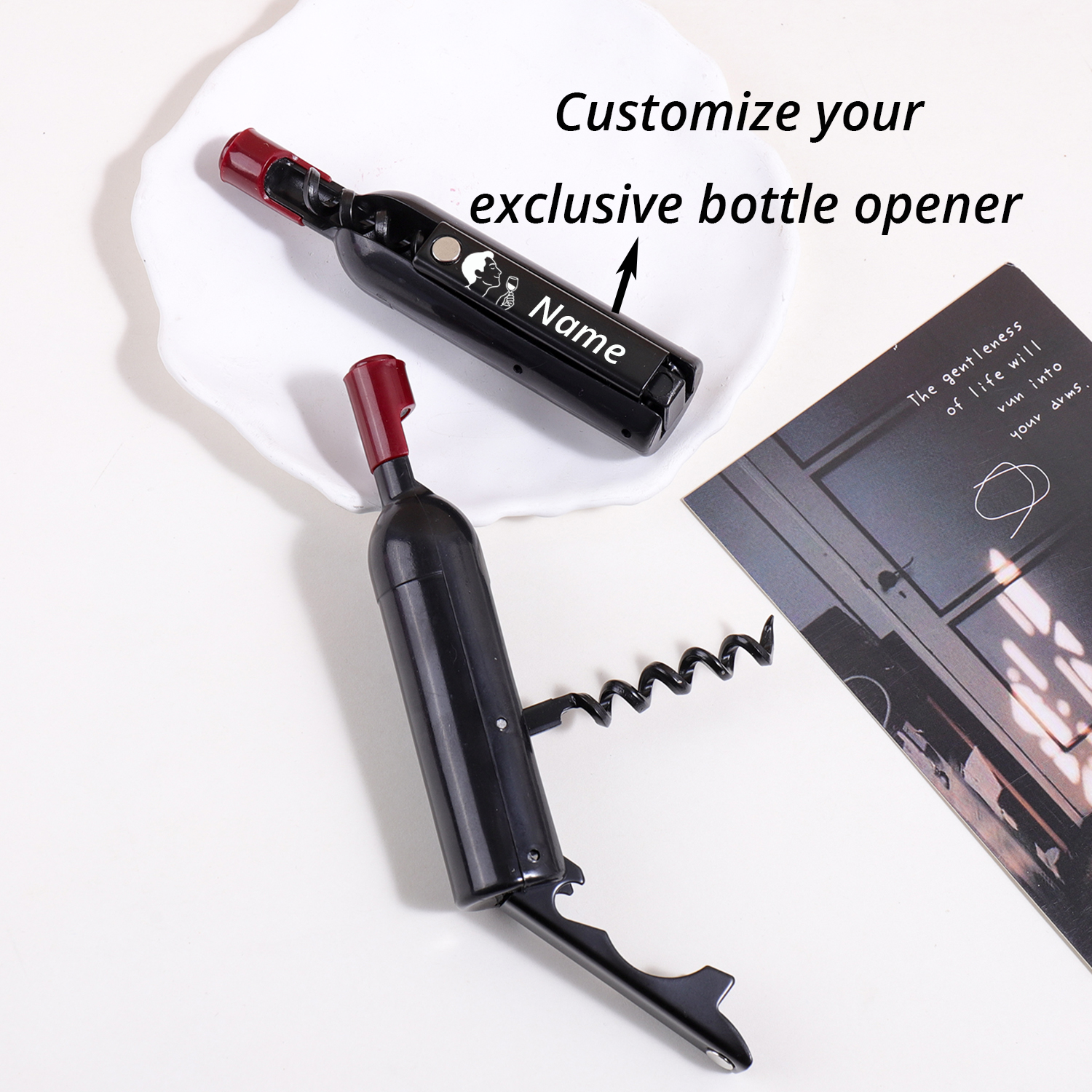 Wine Beer Name - Custom Text Wine Opener Personalized Name