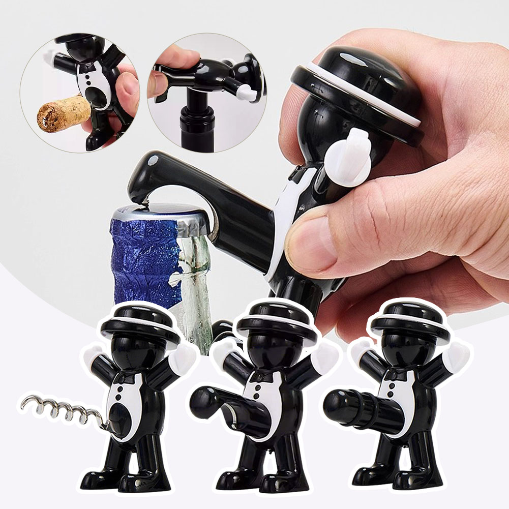 Wine Beer Bottle - Black Cool Man Bottle Opener Effortless