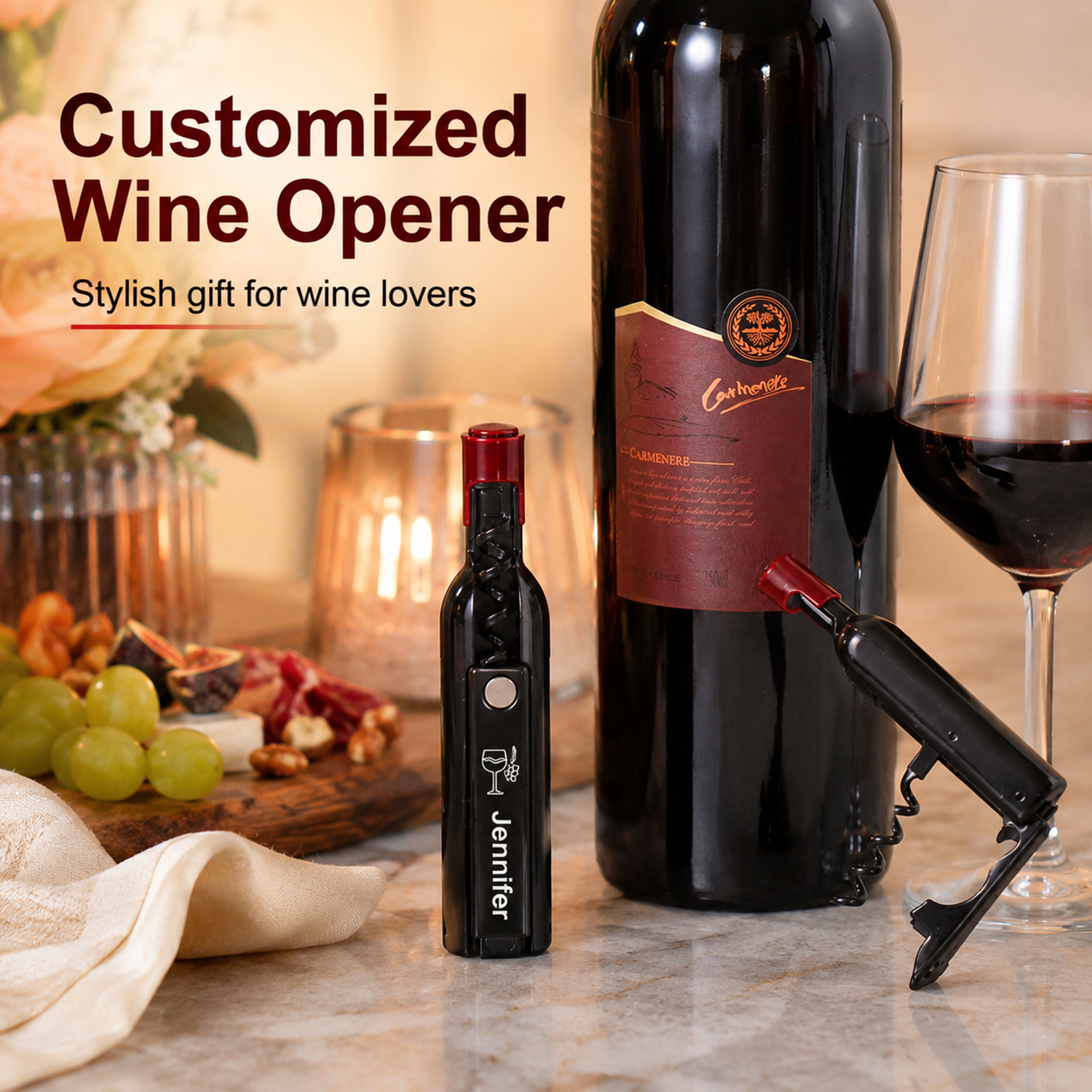 Wine Beer Name - Bottle Shape Custom Text Wine Opener