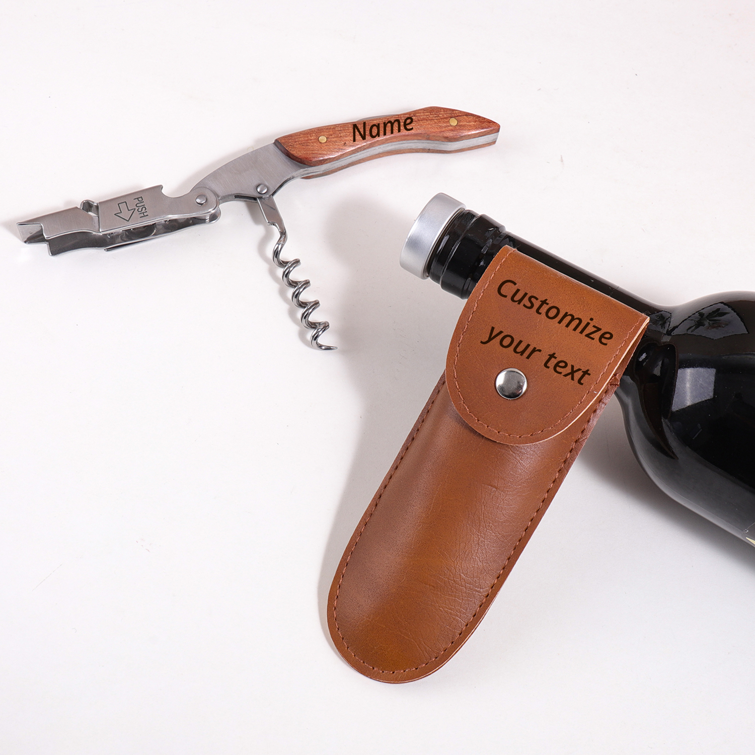 Wine Beer Name - Personalized Custom Name Wine Opener Wooden