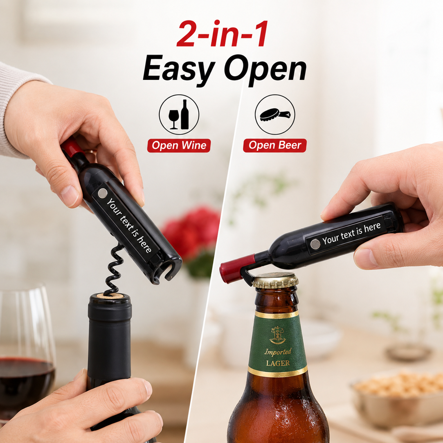 Custom Text Wine Opener Person - Wine Beer Name incelemesi ve fiyatı
