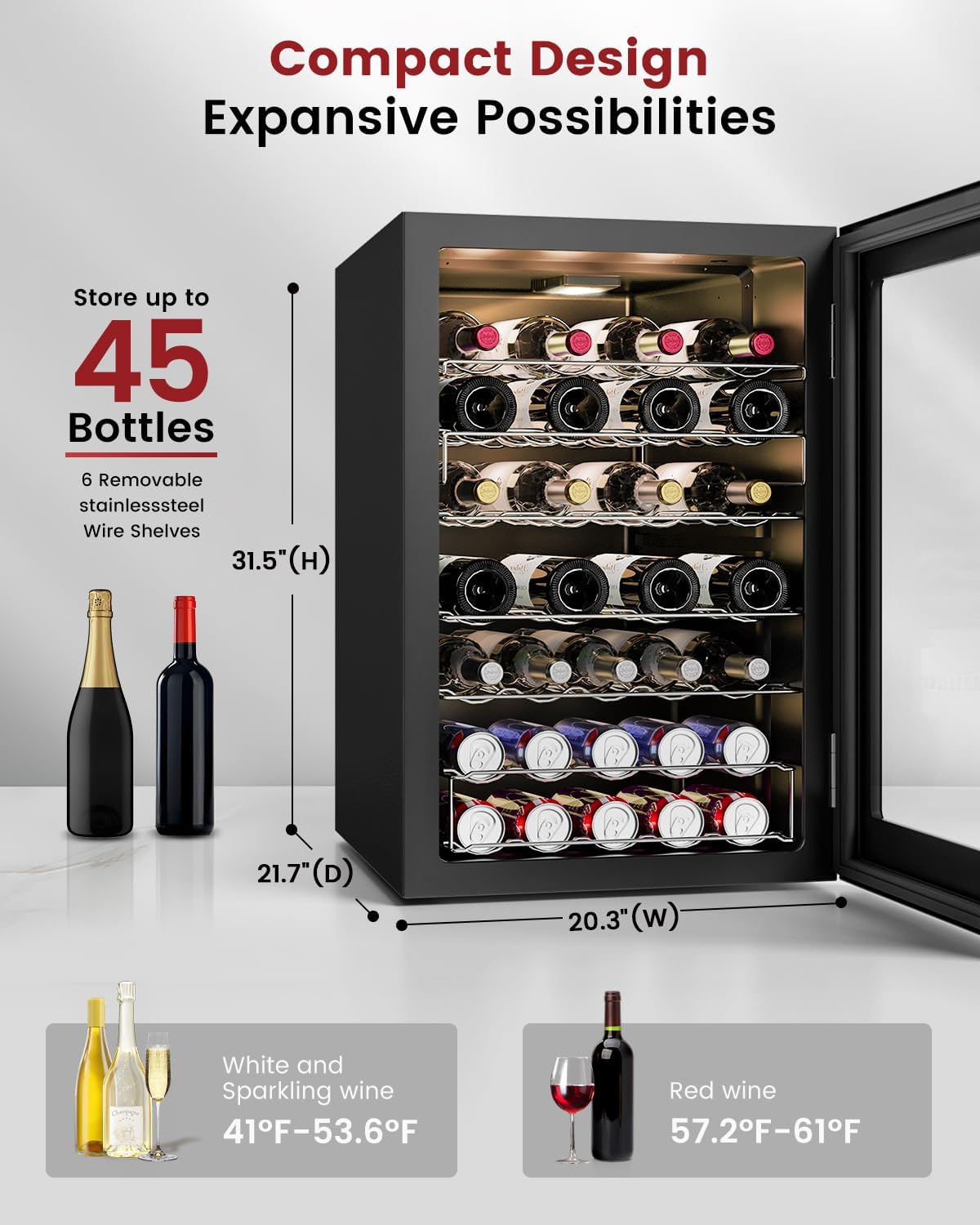 45 Bottle Mini Wine Fridge wit - Wine Beer Fridge Small incelemesi ve fiyatı