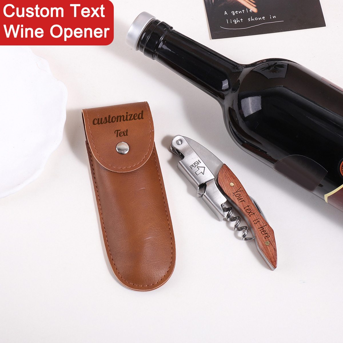 Wooden Handle Custom Text Wine - Wine Beer Name incelemesi ve fiyatı